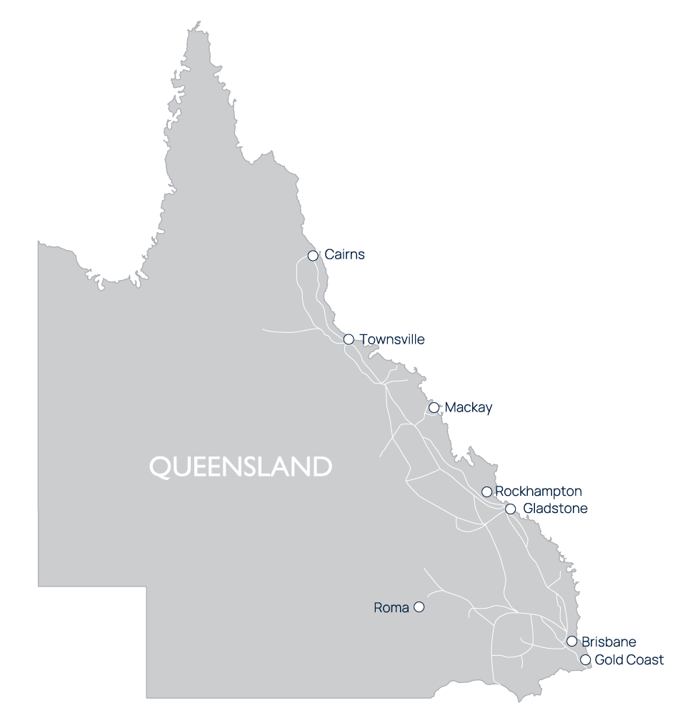 Map of Queensland with transmission network