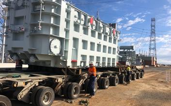 Transformer on truck at Bouldercombe Substation