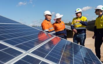Powerlink and APA staff at the Darling Downs Solar Farm