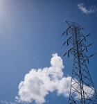 Transmission tower blue sky and clouds